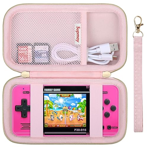 Miniatura 12 de Supmay Funda de transporte compatible con WELLST·G Juego de mano para niños, 220 videojuegos retro precargados, soporte de almacenamiento portátil