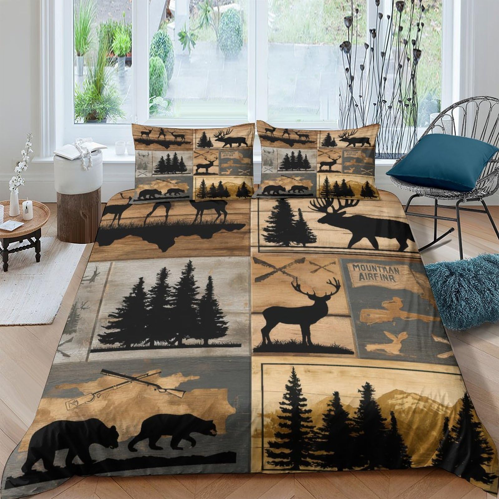 Ctjqhvkz Style-10 3D Printed Forest Bear Fitted Sheet Microfiber Soft Deer Mountain Bed Cover For Bedroom Guest Room Decor Single（135X200cm）