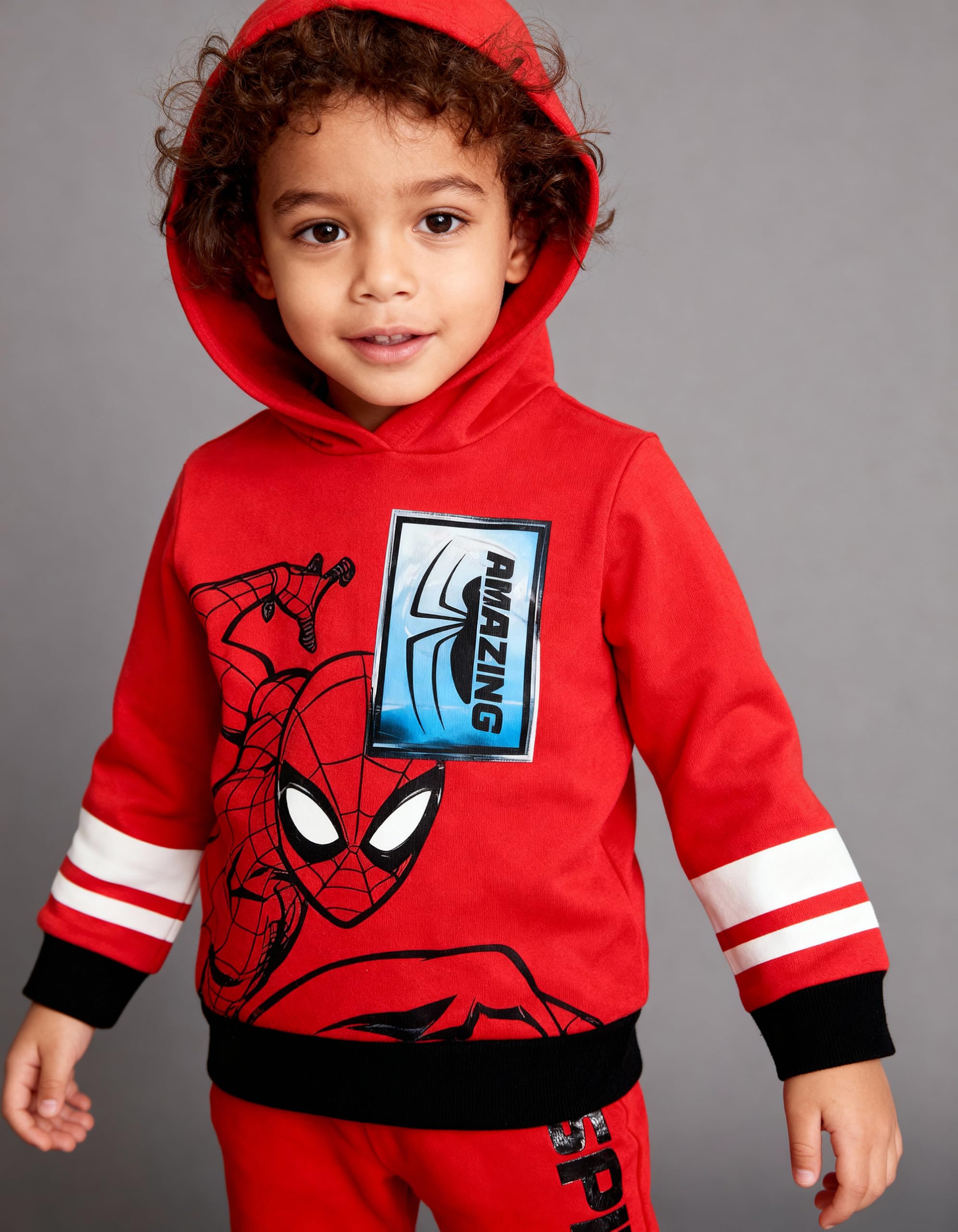 Marvel Spider-Man Boys’ Lenticular Hoodie and Jogger Pants Set, 2-Piece Fleece Outfit (Red, 2T)