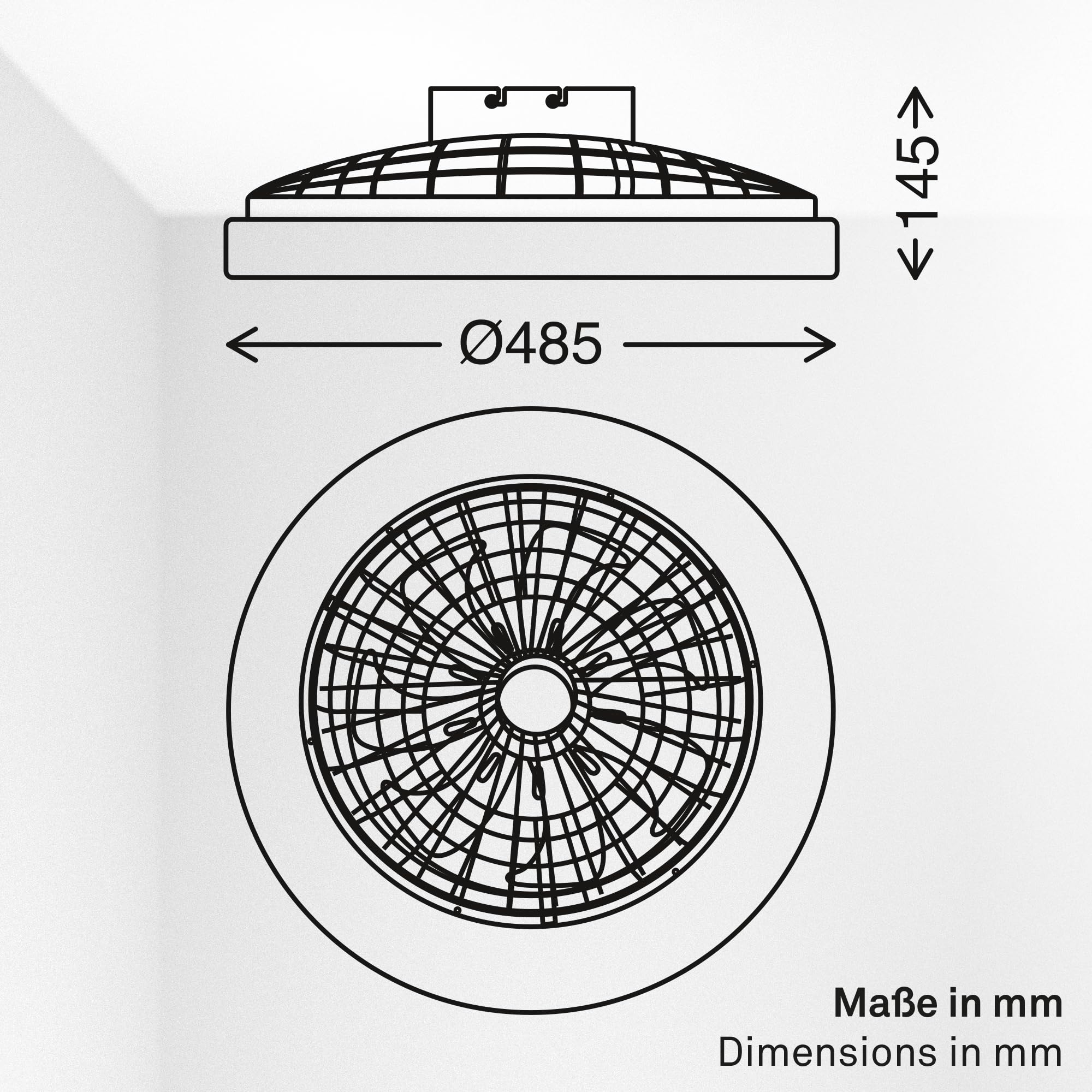 BRILONER - CCT Deckenventilator mit Beleuchtung 5 Geschwindigkeiten, Fernbedienung, Dimmbar, Timer, Schlafzimmerlampe, Wohnzimmerlampe, Deckenlampe mit Ventilator, 48,5x14,5 cm (DxH), Weiß