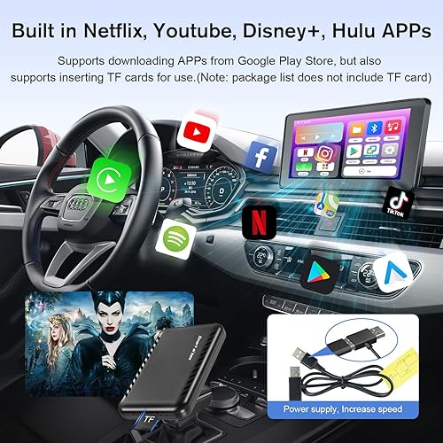 Miniatura 3 de El Drivebox Pro para auto Autoflix, LLYYEE 4 en 1, adaptador inalámbrico Android Auto y adaptador inalámbrico CarPlay con NetflixYouTubeScreen