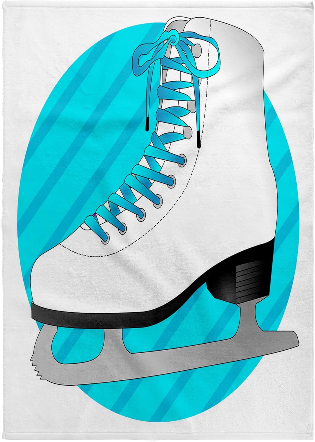 3dRose Figure Skating Gifts - Blue Ice Skate on Stripes 22x30 Bath Hand Pool Towel