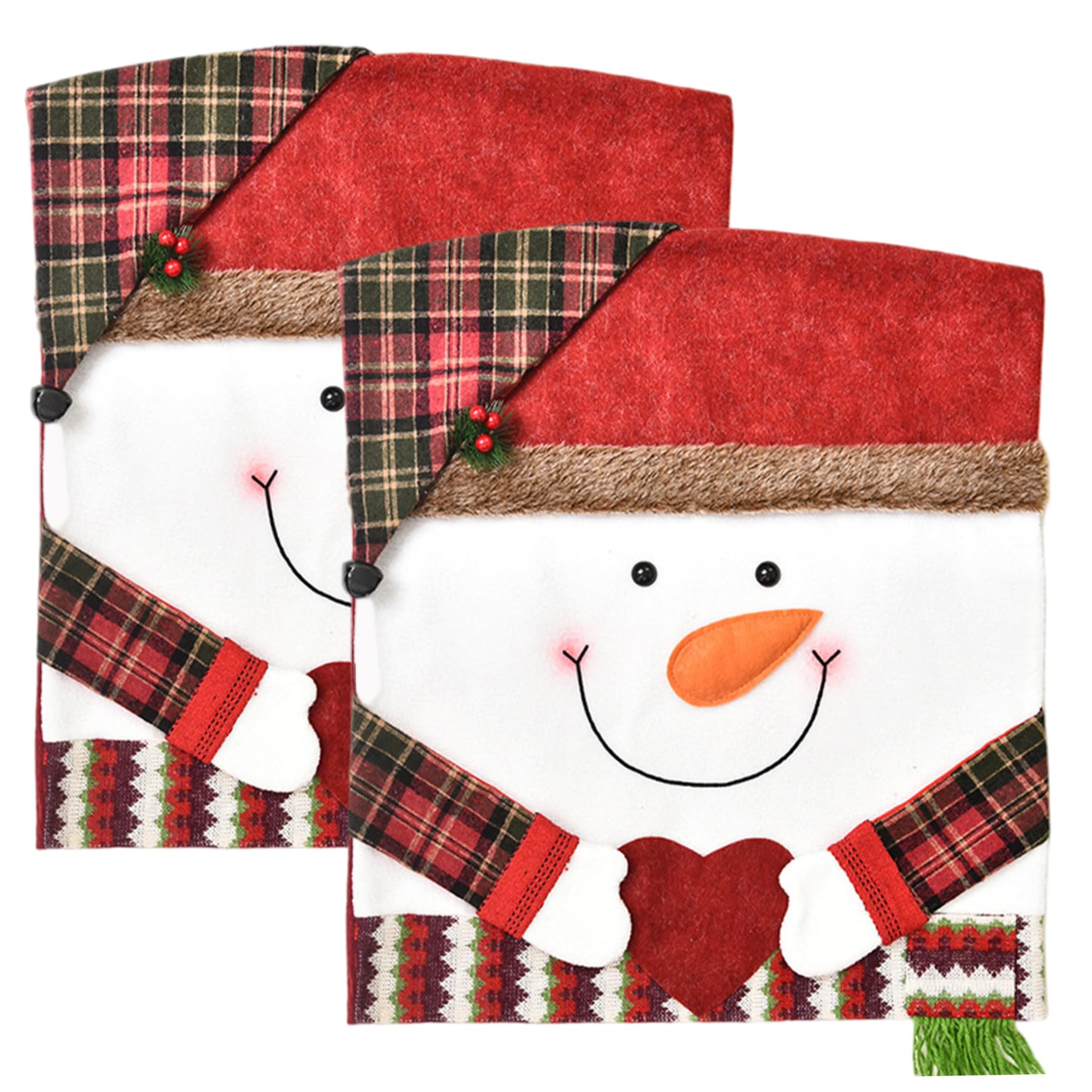 Housses de dossier chaise Noël x2 bonhomme de neige déco cuisine