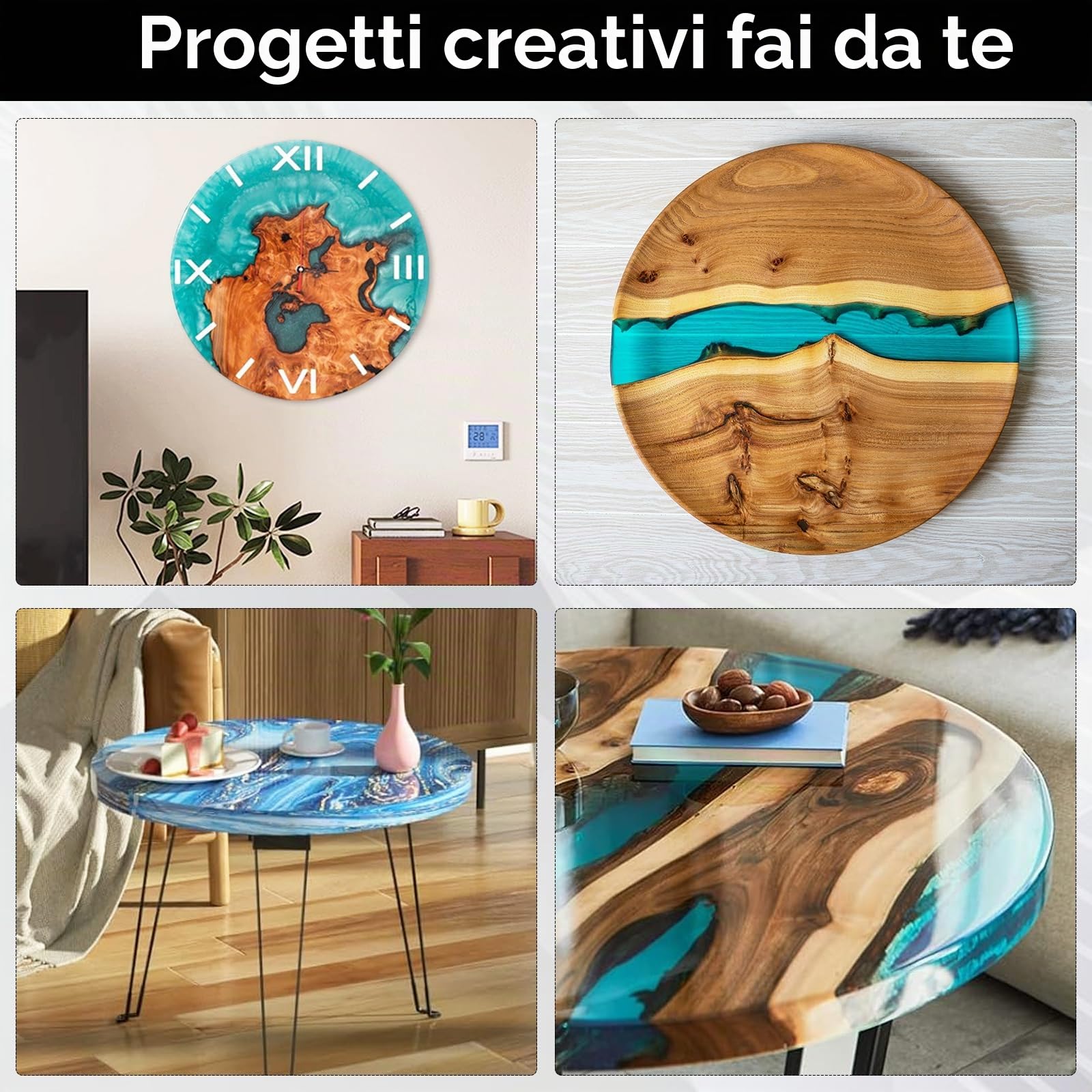 Stampo in silicone per tavolo in resina epossidica 50 cm, con 3 piedi pieghevoli 42 cm, grande stampo per la fabbricazione di tavoli fai da te, tavolo fiume, ufficio, resina e decorazione