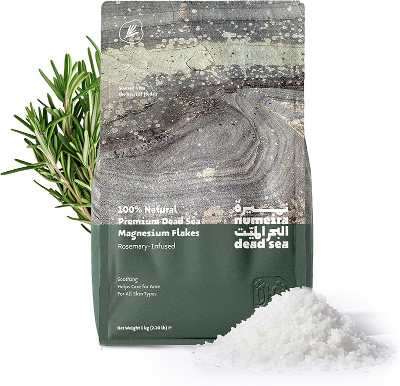 Flocos de Cloreto de Magnésio para Banho Numeira com Óleo Essencial de Alecrim, 2,2 lb