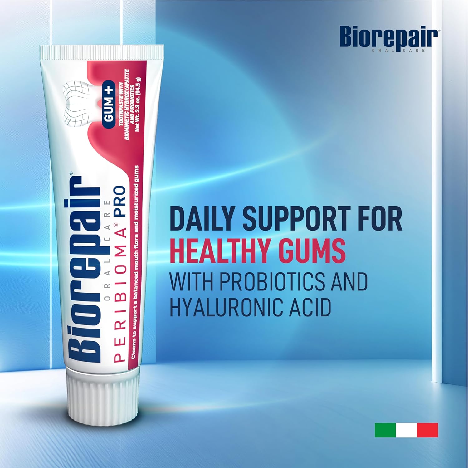 BIOREPAIR Peribioma Pro - Hydroxyapatite Toothpaste for Daily Use, Fluoride Free Toothpaste for Healthy Mouth & Gums, Helps Prevents Plaque Formation, Oral Care Adults & Kids, 3.39 Oz Made in Italy