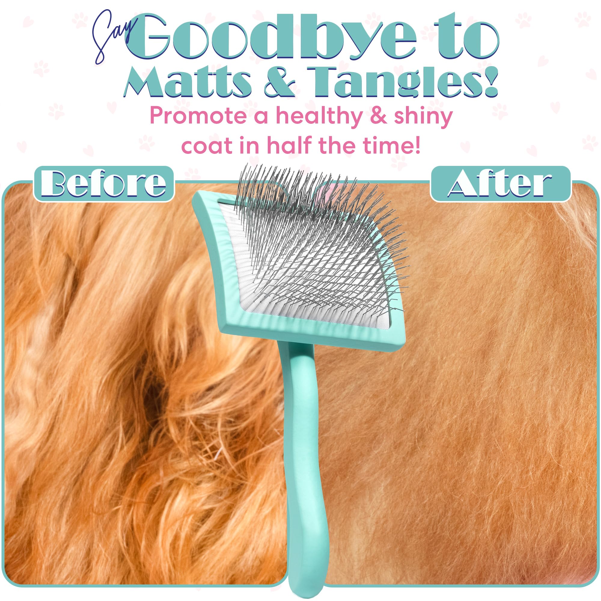 Floof by Brodie - Slicker Brush for Long Haired Dogs - Best for Shedding & Grooming, Turquoise - Image 4