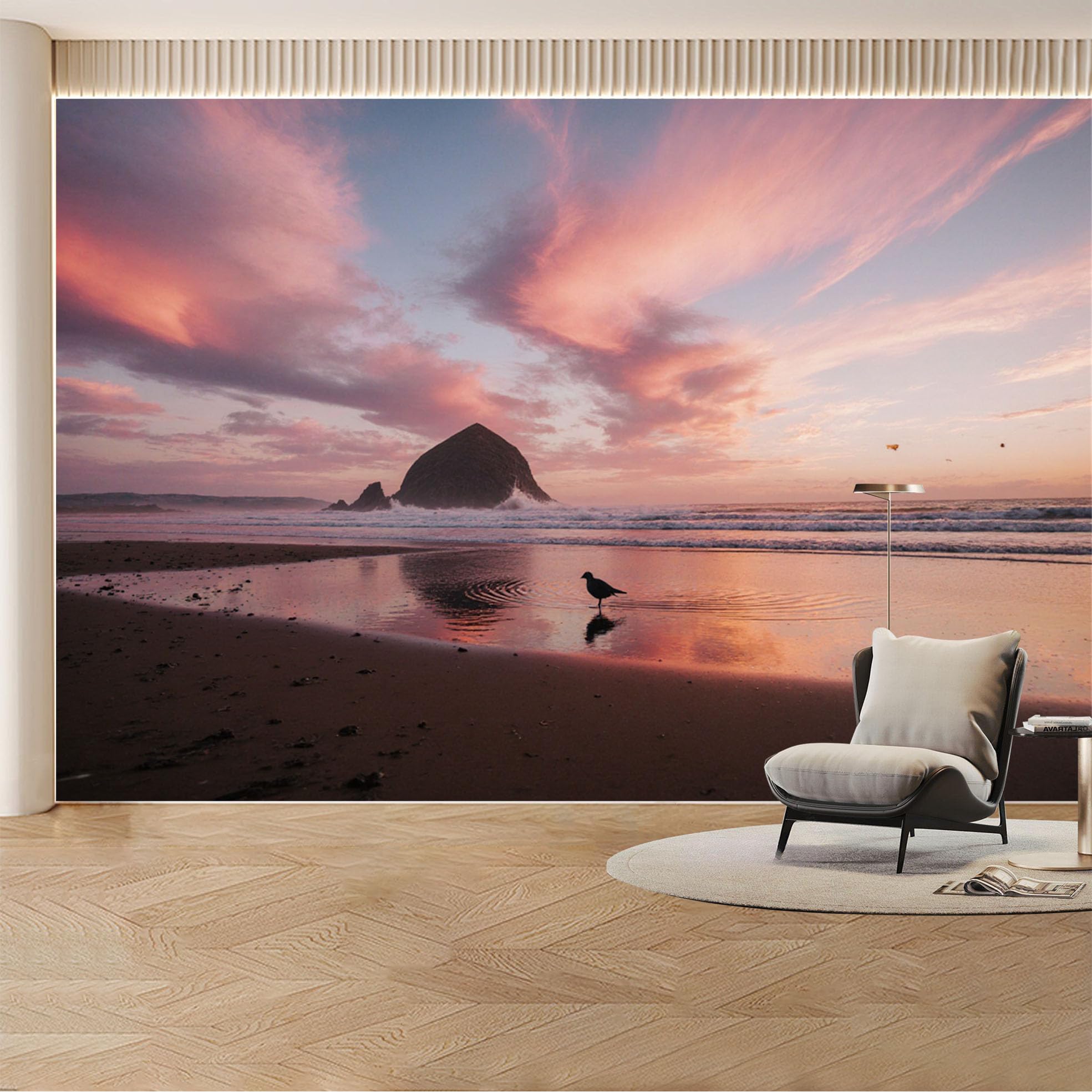 Custom Wall Mural Wallpaper Ocean Mountain Landscape Large Wall Art Sunset Removable SelfAdhesive Large Photo for Living Room， Bedroom， Office