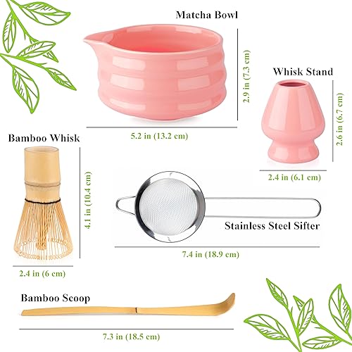 Miniatura 27 de Juego de batidor de matcha: el juego Matcha incluye batidor de matcha y tazón con boquilla, tamiz, soporte y cuchara, el batidor de bambú perfecto