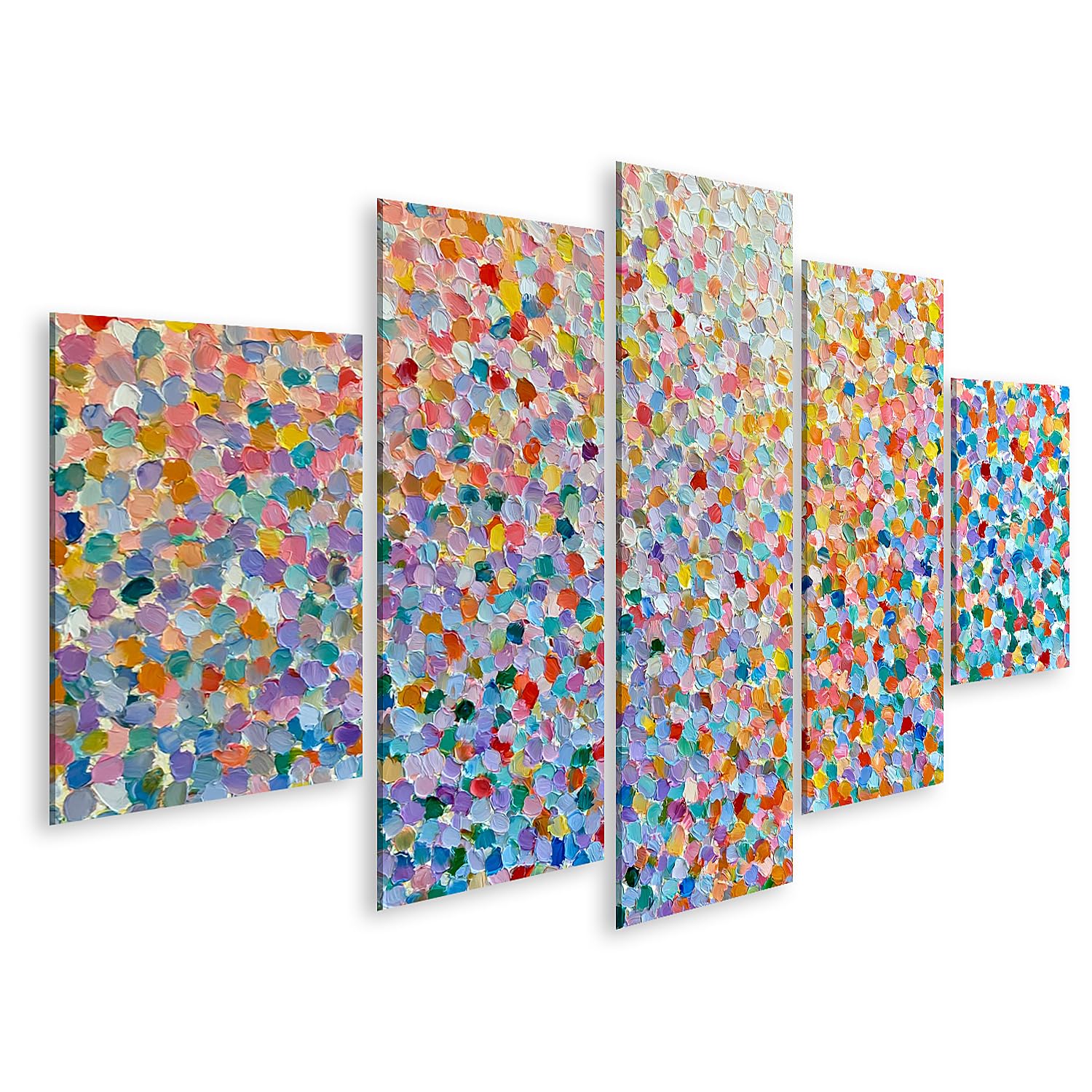 islandburner Bild auf Leinwand Lebendiger Pointillismus Kunstdruck Wohnzimmer Dekor für Kunstliebhaber - 5-teilig