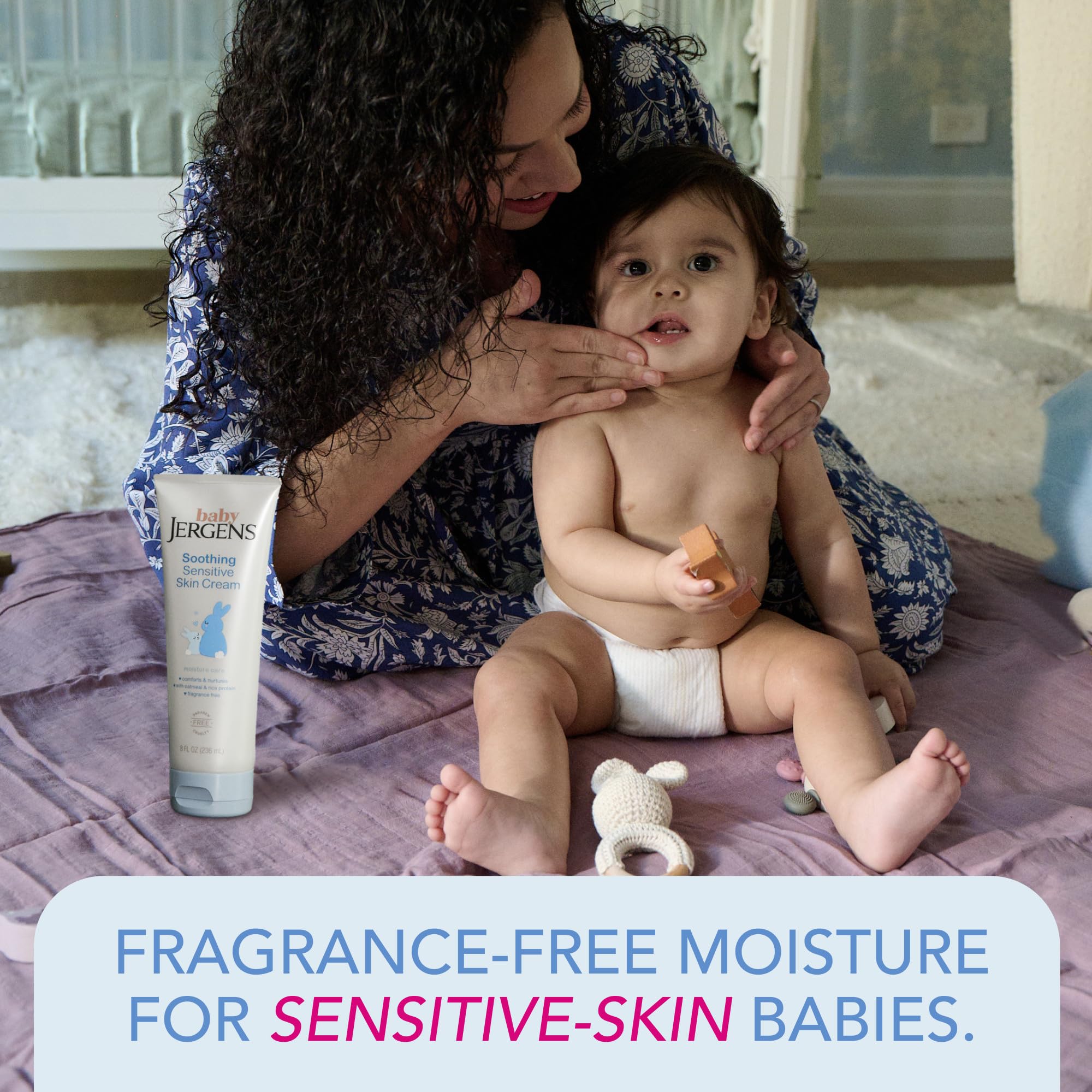 Jergens Baby Soothing Sensitive Skin Cream, Cream for Infant Dry Skin, Baby Cream for Dry Skin, Pediatrician-tested, Fragrance-free, 8 Fl Oz