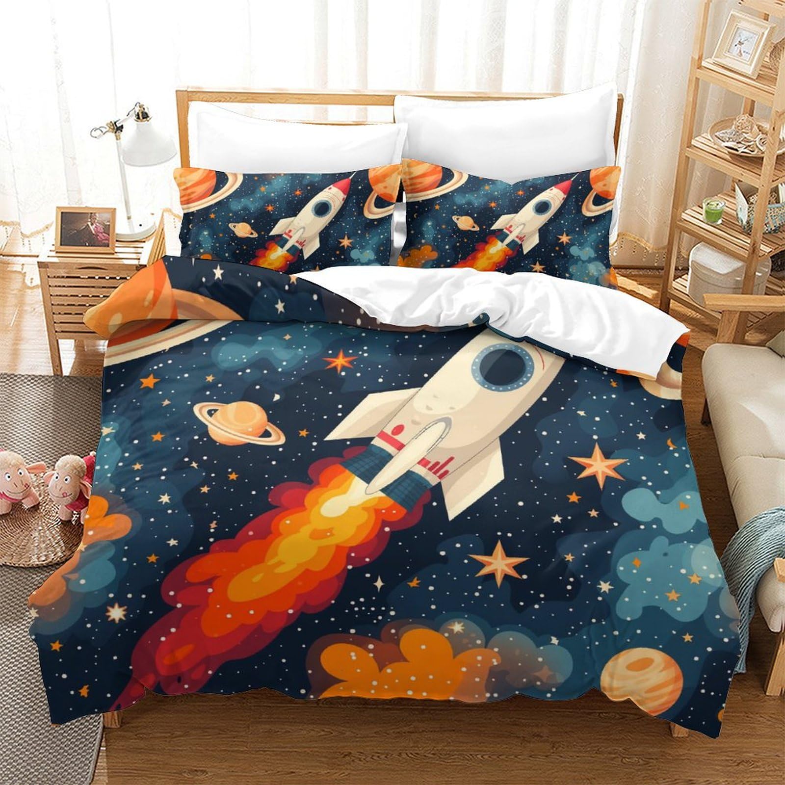 Housse de couette zippée anti-glissement pour lit king size 220x240 cm