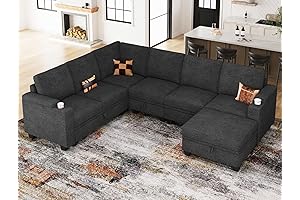 Modular Sectional Sofa with Storage, L Shaped Sectional Couch with Chaise. Convertible...