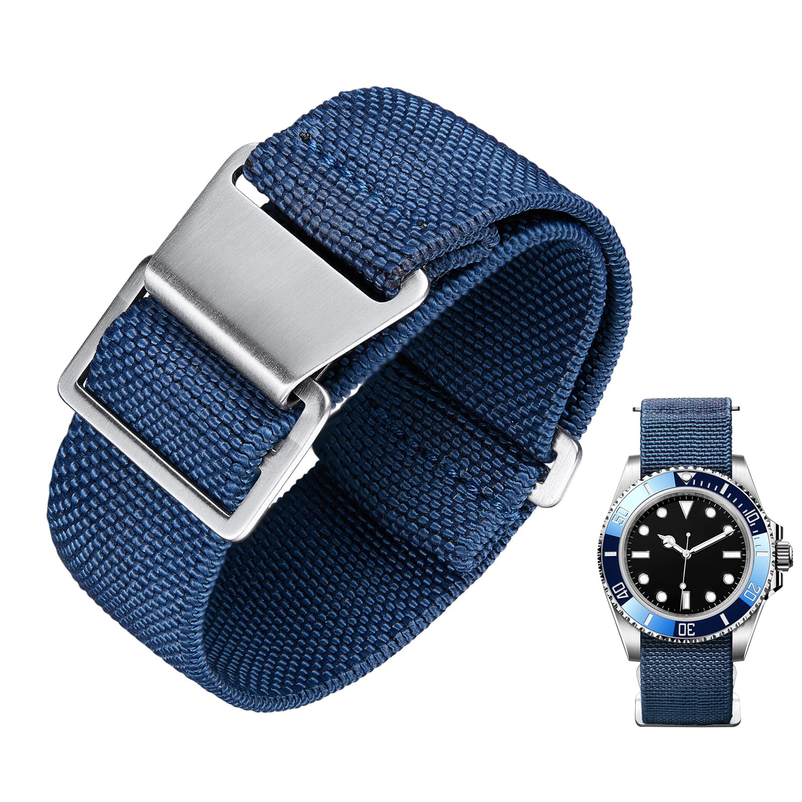 BINLUN Elastisch Nylon Uhrenarmband 18mm 20mm 22mm Parachute Marinetaucher Fabric Stoff-Armbänder Militär Ersatzband für Uhr Damen&Herren - Upgrade Hakenverschluss