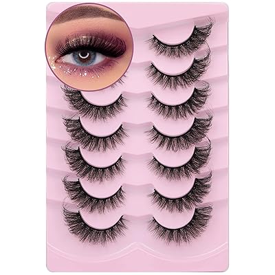 Russian Strip Lashes Cat Eye Lashes Extension Fox Eye Faux Mink Lash Natural Look 20MM Eyelashes D Curly Volume Wispy Lashes Pack 7 Pairs Fake Eyelash by Winifred