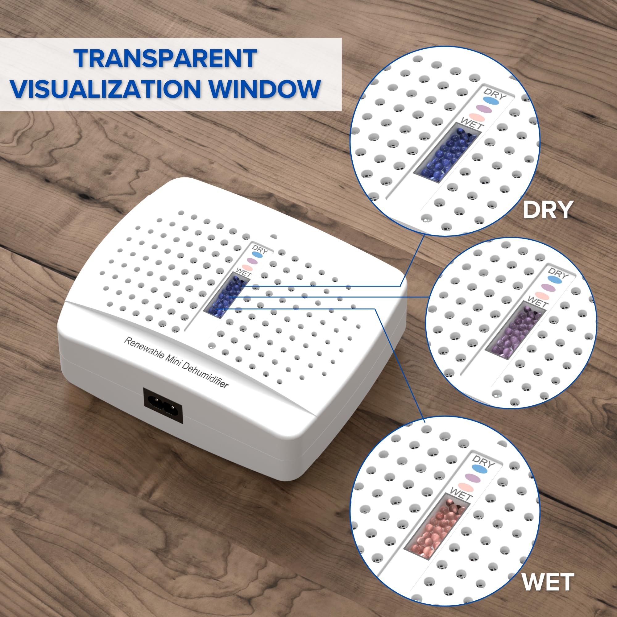 2-Pack Mini Dehumidifier – Rechargeable Moisture Absorber With Silicone Desiccant, Damp Rid For Gun Safe, Closet, Bathroom, Car – 25 Sq Ft Coverage, 4 Oz Capacity, Color-Change Indicator