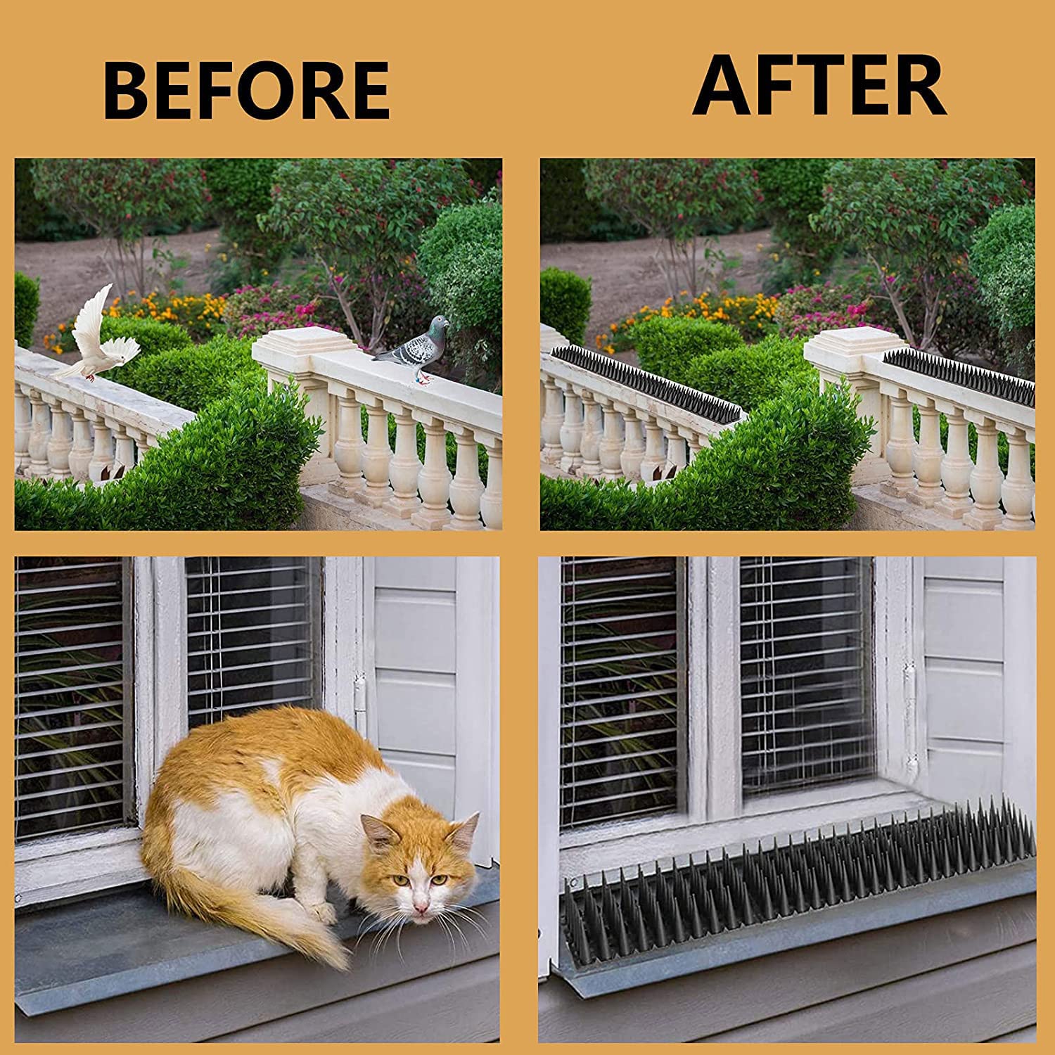YeahBoom 12 Pièces Pic Anti Pigeon,5.16M Anti Pigeon pour Balcon Plastique,3 rangées Repulsif Chat Repulsif Pigeon Kit,Pique Anti Pigeon Plastique,Anti Pigeon,Anti Pigeons pour Balcon