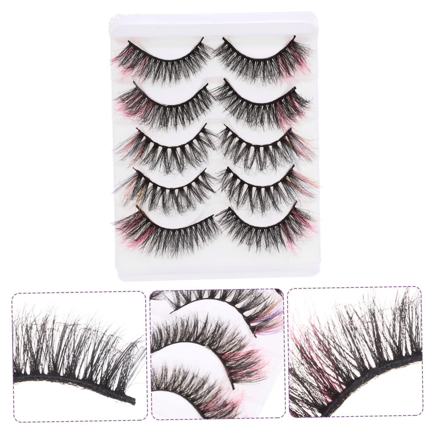 Baluue 25pares Pestañas Postizas Coloridas Para Cosplay y Maquillaje Largas y Ligeras Fáciles De Aplicar y Retirar Para Mujeres y