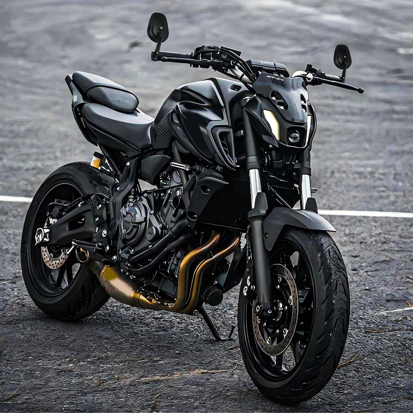 Specchietti Moto Manubrio 7/8" Specchietti Retrovisori CNC Specchietti Laterali Moto Compatibile per Yamaha MT03 MT07 MT09 MT10 MT15 MT125 XSR700 XSR900 FZ1 FZ6 FZ6R XJ6 TMAX530/500