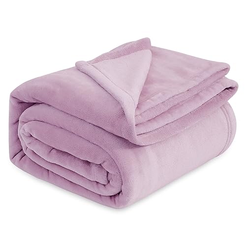 Bedsure Fleece Blankets Queen Size Lilac Lavender - Bed Blanket Soft Lightweight Plush Fuzzy Cozy Luxury Microfiber, 90x90 inches