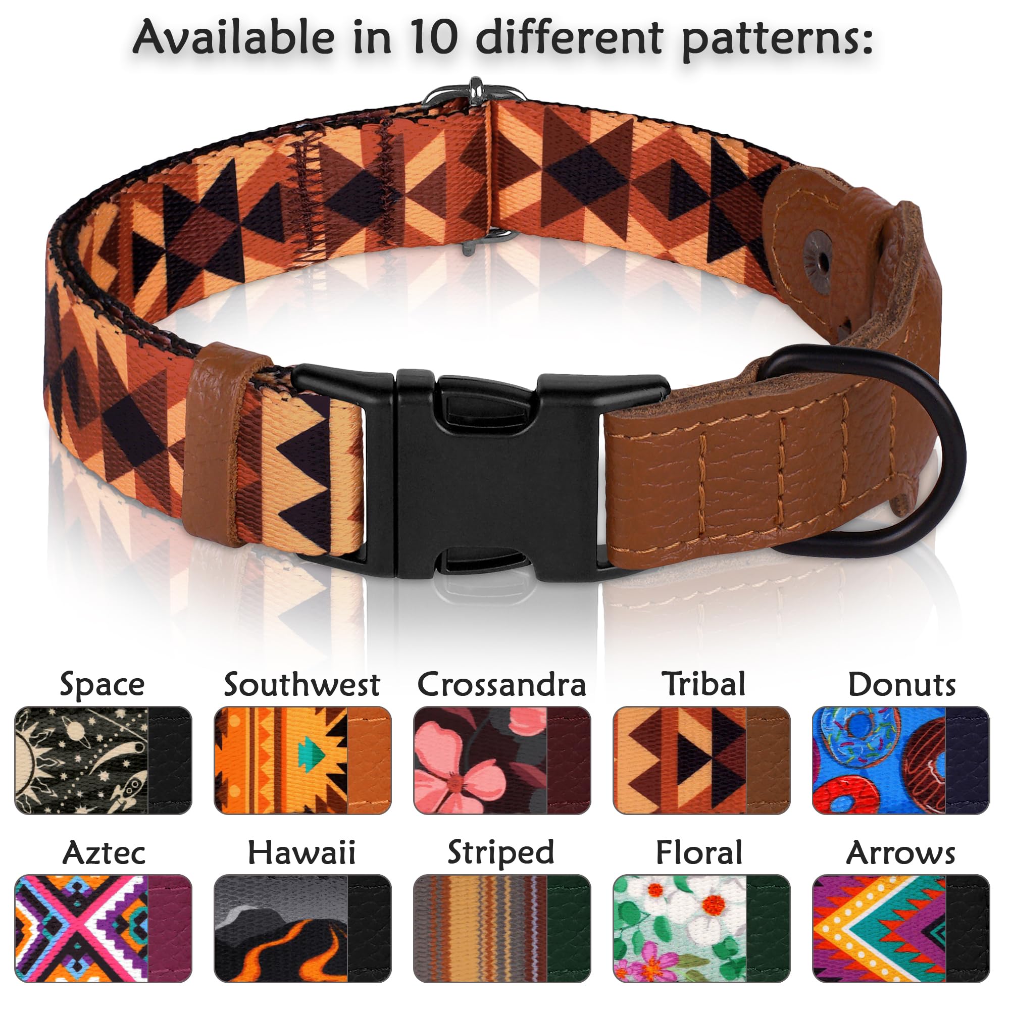 AirTag – Collier pour chien avec boucle en métal – Collier pour chien en cuir souple imprimé avec support Apple AirTag – Collier GPS de suivi sécurisé pour animaux de compagnie pour fille, garçon
