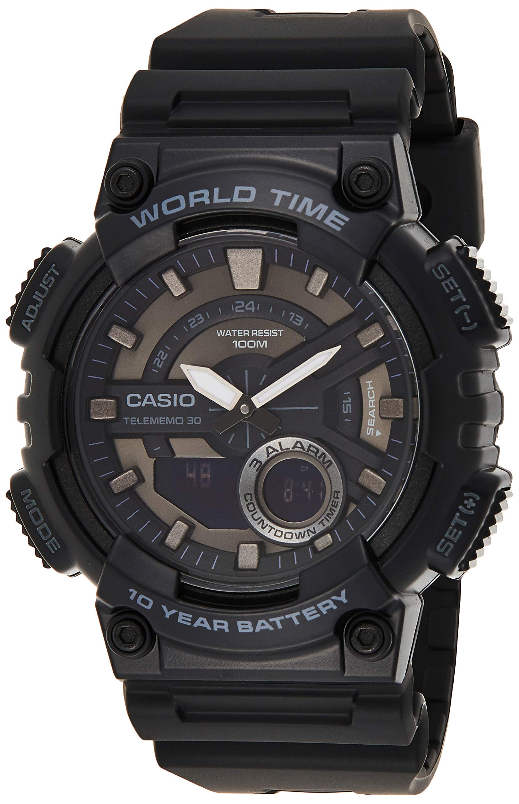 CasioMens Quartz Watch, Analog-Digital Display and Plastic Strap AEQ-110W-1BVEF