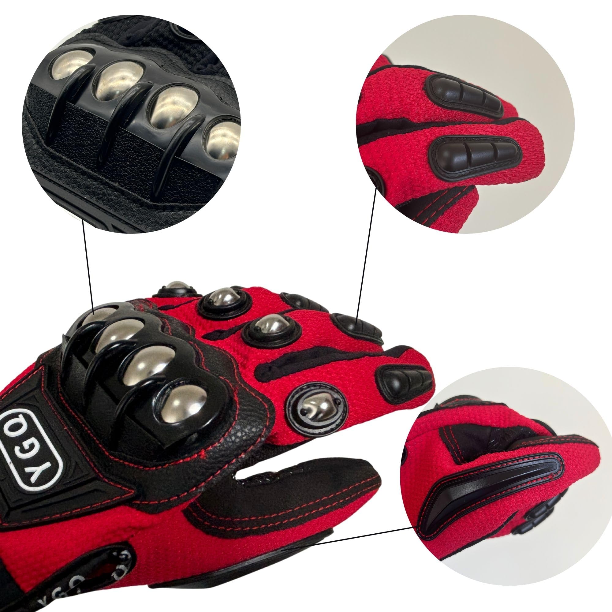 Guanti da moto Powersports da uomo, touch screen, guanti da moto con hard shell e imbottitura sul palmo per corse (rosso, XL)