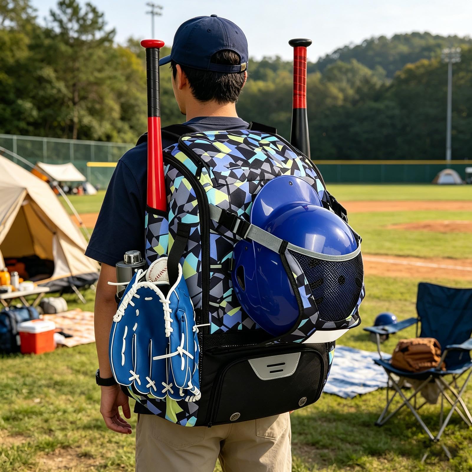 Générique Torba baseballowa | Lekki i duży plecak z przegrodą na buty, torba na kij softballowy, do piłki nożnej, sportu, szkoły, podróży, praktycznego treningu letniego