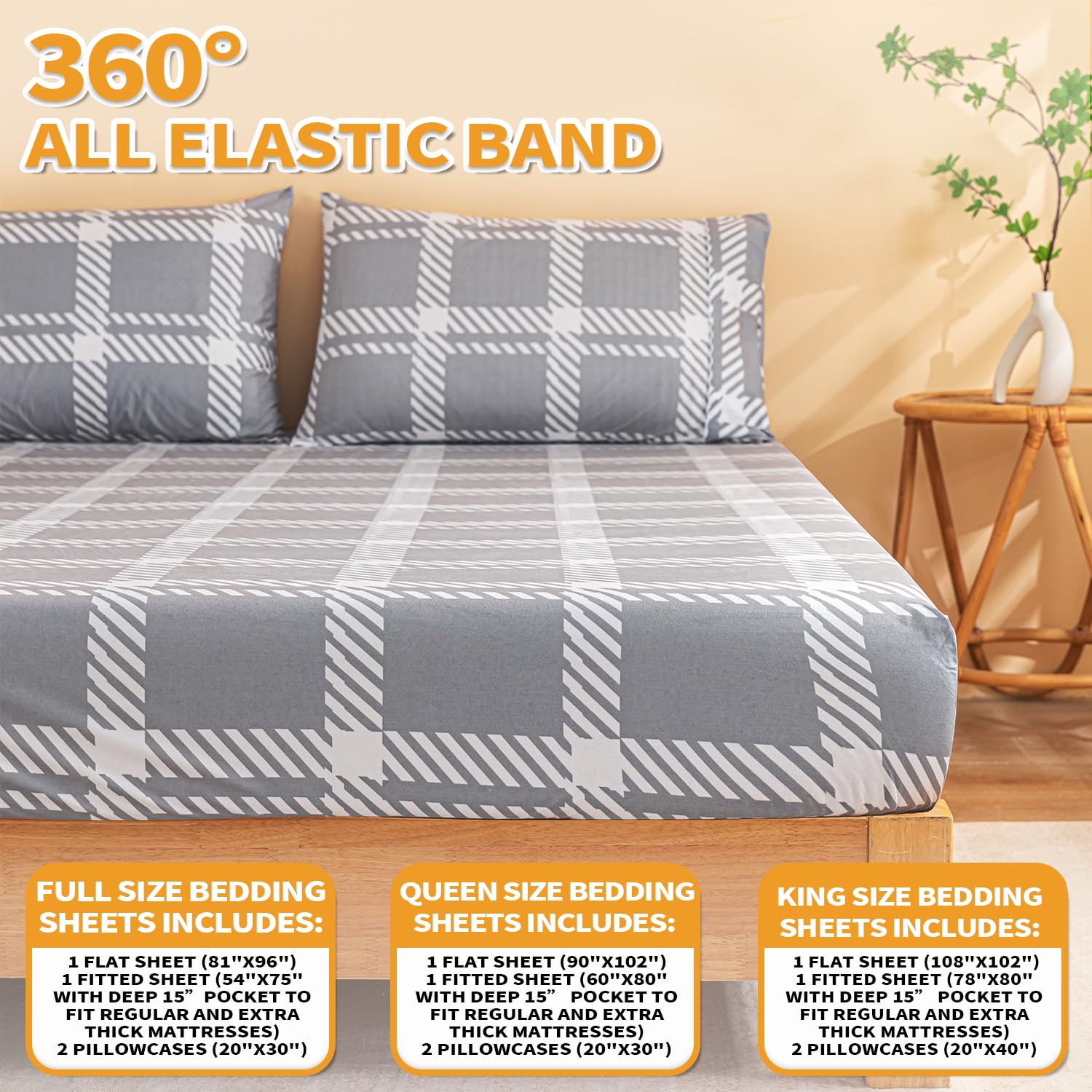 Juego de sábanas de franela de microfibra para cama doble, 100 % poliéster, ultrasuaves y duraderas, estampadas, 4 piezas, transpirable y lujosa, colección de ropa de cama cálida, resistente a la