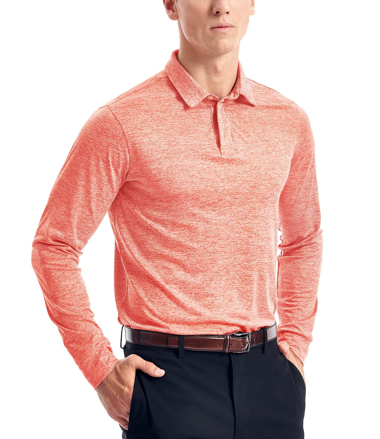 Zengjo Long Sleeve Golf Shirt Men Quick Dry Athletic Fit Casual