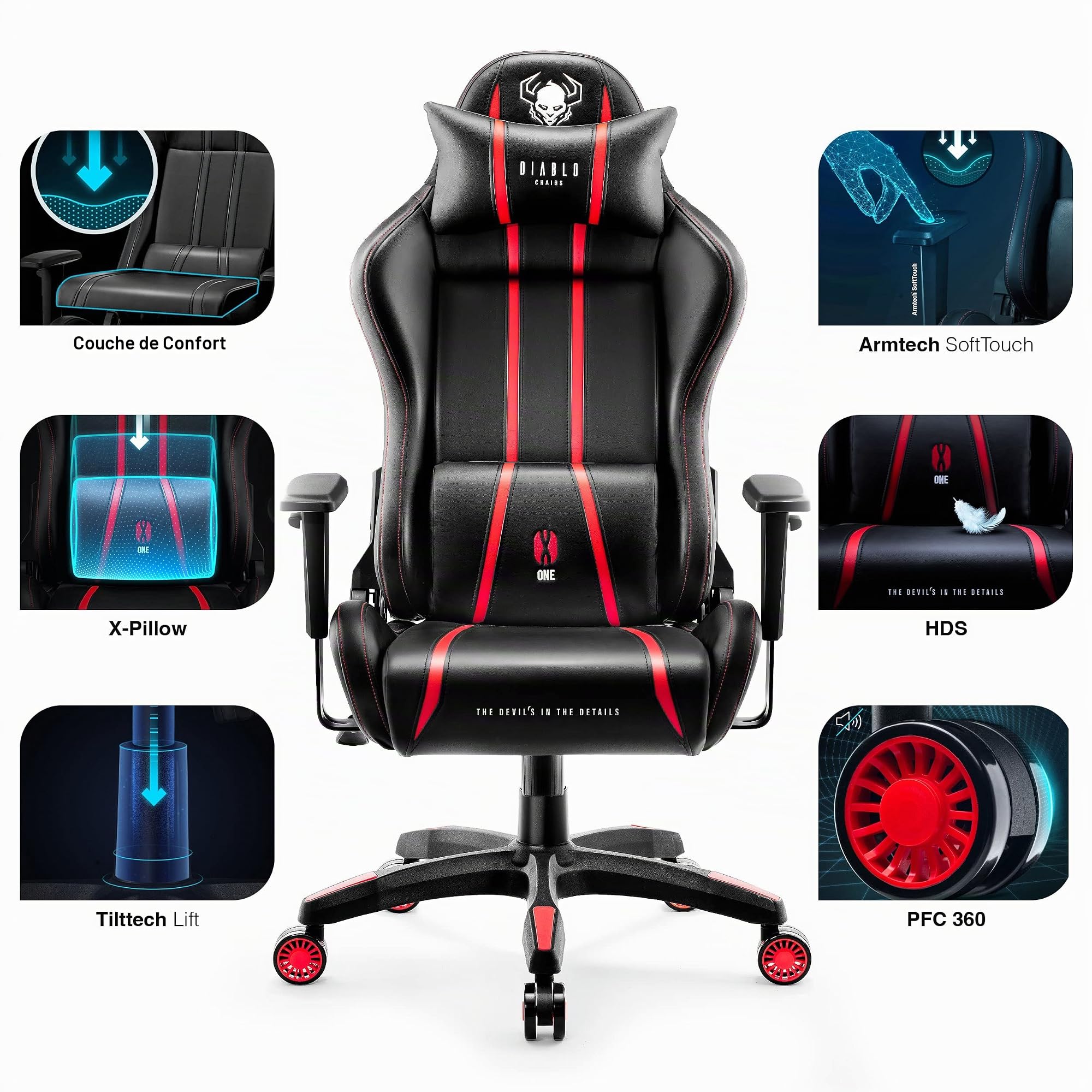 Diablo X-One 2.0 Chaise Gaming Grande Taille XL Accoudoirs Réglables