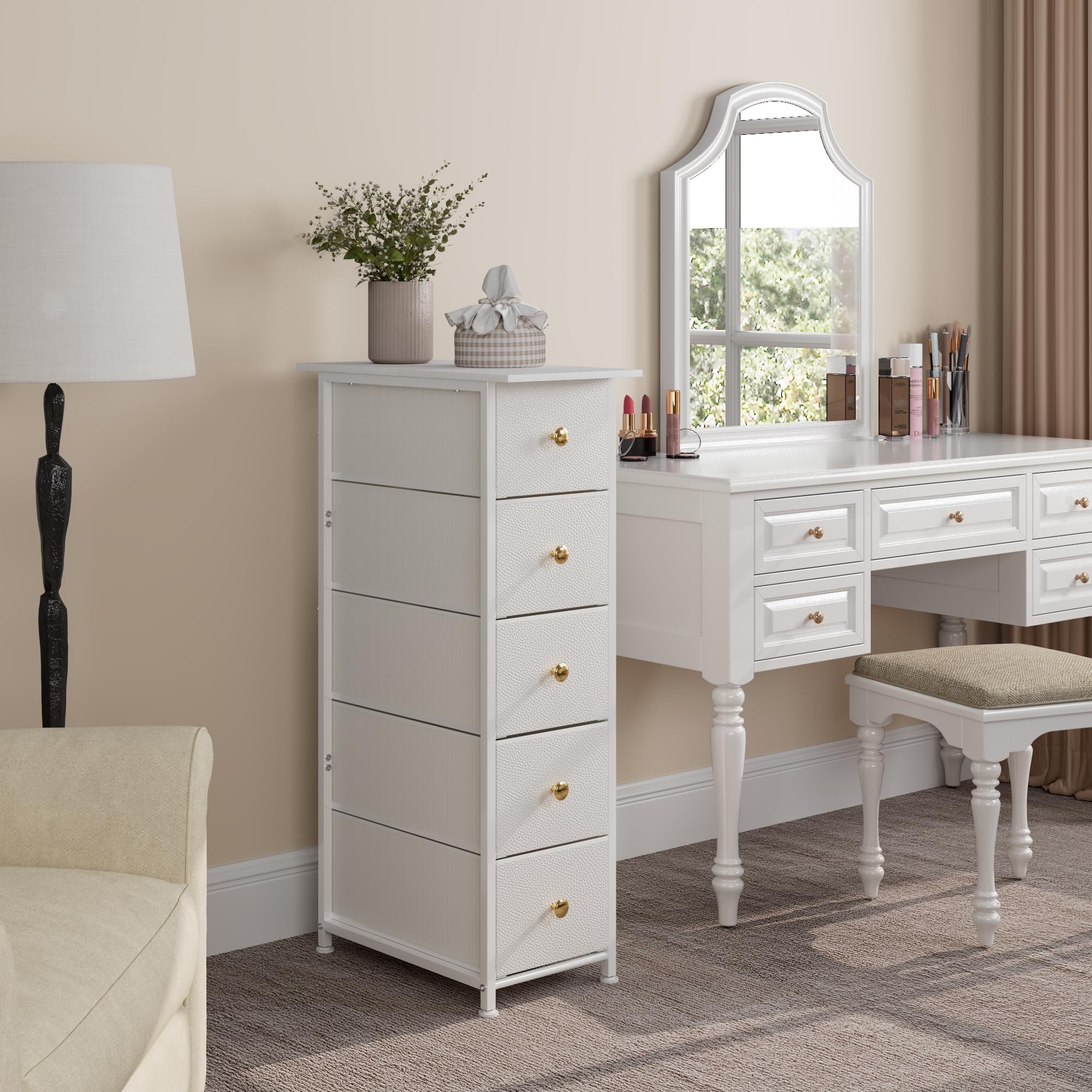 Amazon.com: lurcns Narrow Dresser Thin Cabinet Tall Slim Dresser Drawers  Skinny Storage Tower for Small Spaces Gaps Bedroom Bathroom with Small  Drawer Unit (White, 5 Drawers) : Home & Kitchen