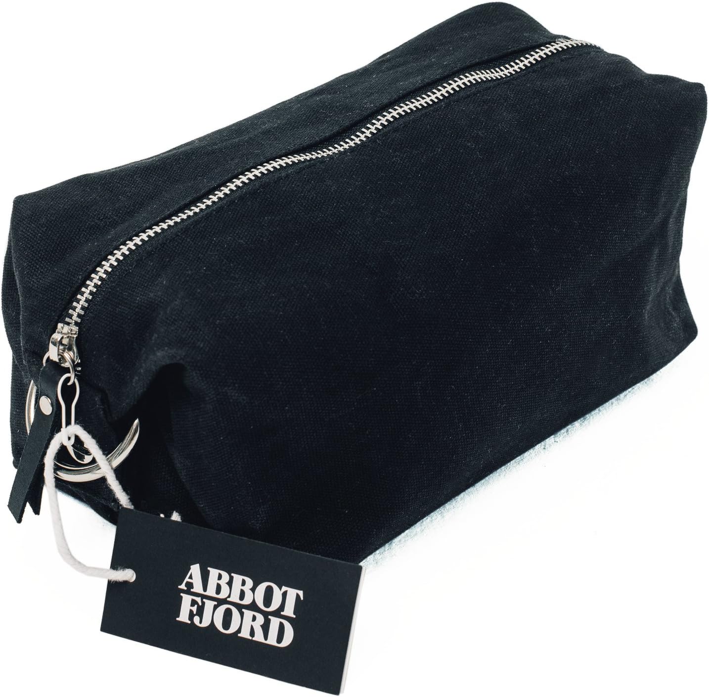 Dopp Kit by Abbot Fjord - Mens and Womens Water-Resistant Waxed Canvas Toiletry Bag for Travel - Durable and Adjustable (Black)