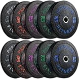 Papababe Weight Plates, 2-Inch Weights Plates Set, Floor Protective Rubber Weight Plates, 10-600lbs Bumper Plates for Barbell Strength Training & Weightlifting (Single/Pair/Full Set)