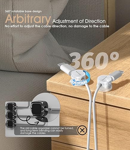 Miniatura 4 de Paquete de 9 clips organizadores de cables de resorte cable de bloqueo giratorio, 2025 último soporte de cable de carga de teléfono Nearockle para