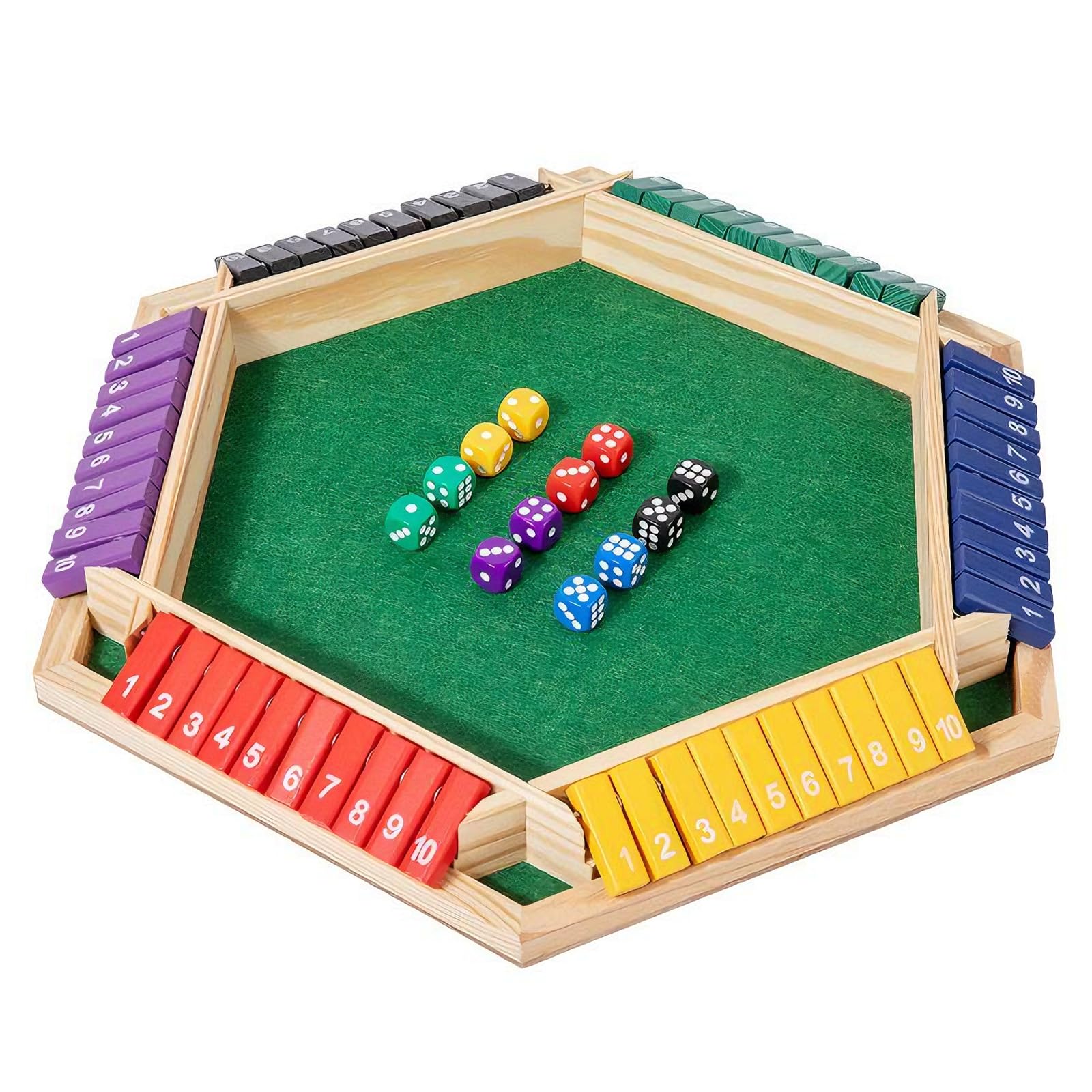 yolzhxe Shut The Box Spiel 6 Spieler, Klassisches Würfel Brettspiel aus Holz, Würfelspiele Familienspie, Mathematik Lernspielzeug Kinder, für Klassenzimmer, Haus, Party, Kneipe