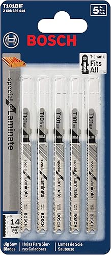 Miniatura 2 de Bosch T101BIF 5 piezas 3-1/4 pulgadas 14 TPI laminado especial corte T-Shank hojas de sierra caladora