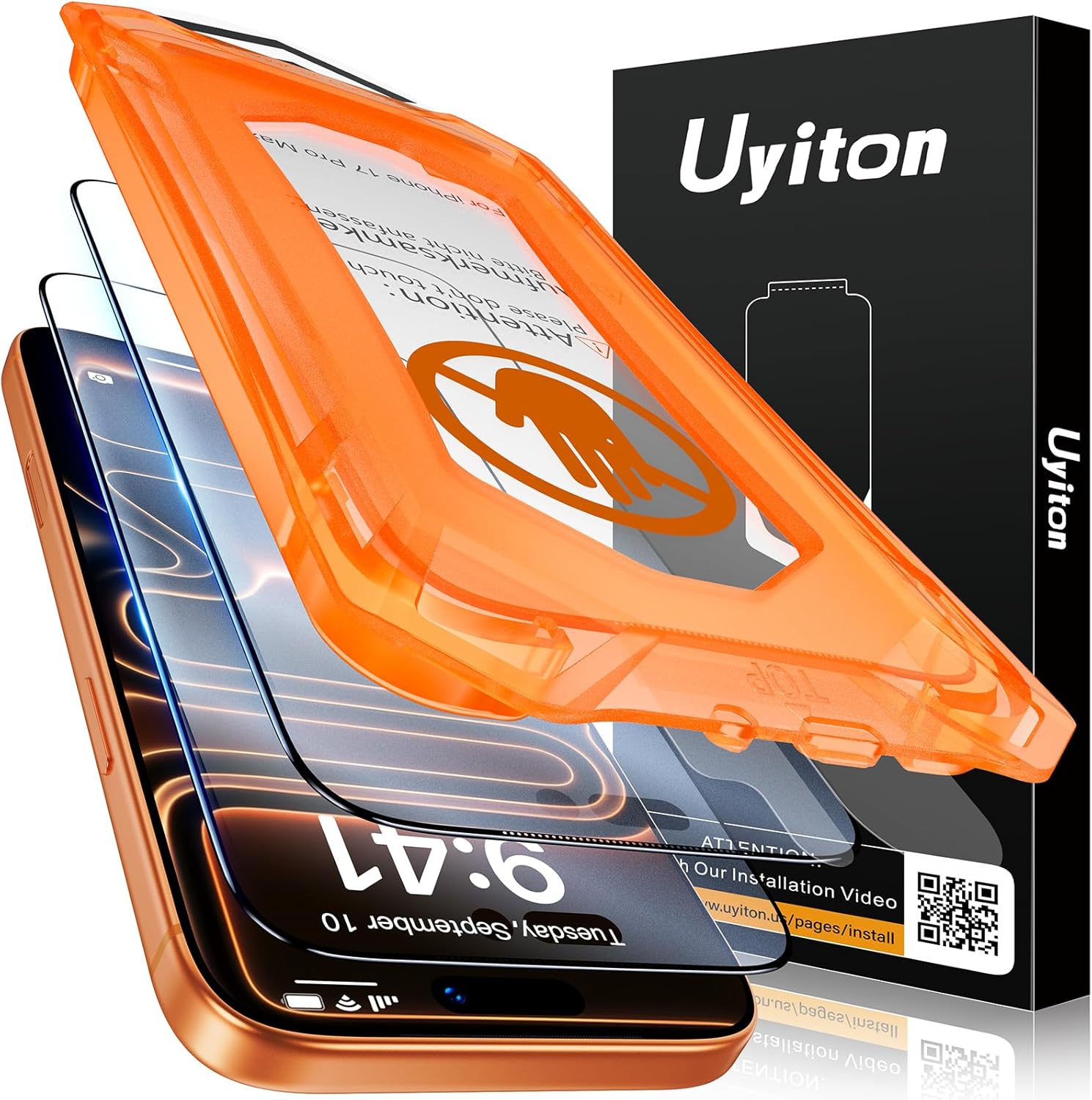 Uyiton Compatible with iPhone 17 Pro Max Matte Screen Protector - Anti-Fingerprint [Easy to Install] Shatterproof Full Coverage Smooth as Silk 9H Tempered Glass Screen Cover, 2 Pack