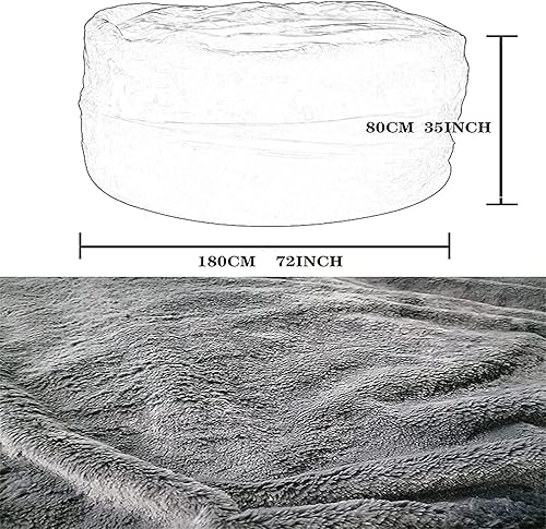 Miniatura 2 de Puf de gran tamaño de piel gigante (sin relleno) para muebles de sala de estar de adultos, grande, redondo, suave, esponjoso, sofá perezoso, muebles