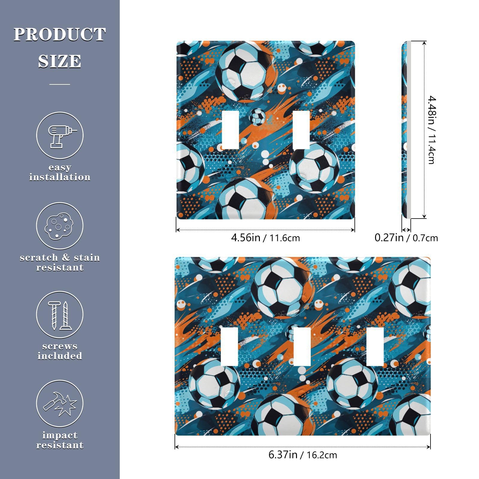 UMIRIKO Football Light Switch Cover Plate Covers Decorative Double Toggle Home Decor 202a8818