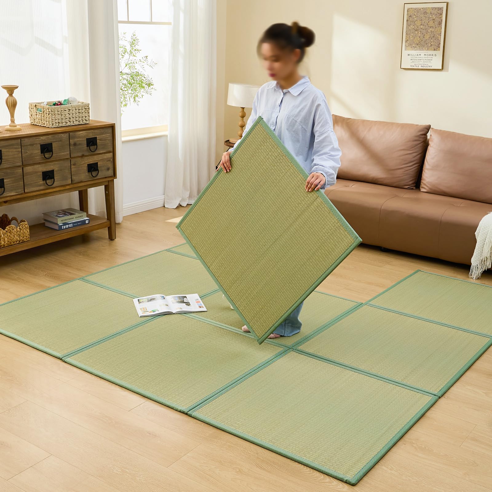 KITBRHOME Japanese Natural Igusa Grass Tatami Mat, Splicing 63