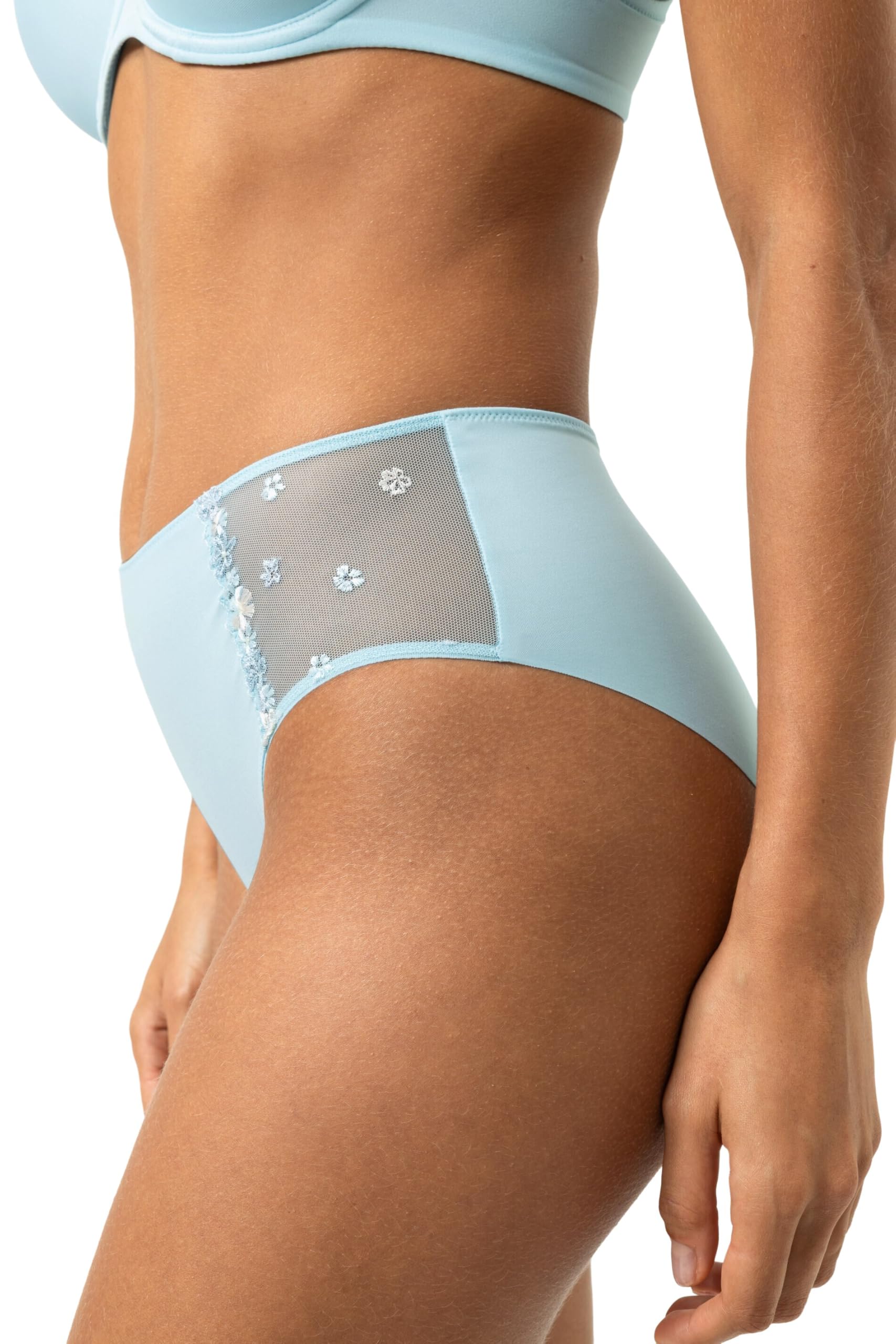 Mey Damen American Pants: Tiefer Taillensitz, Flacher Bund, Rückseite Nahtlos, mit Tüll-Stickerei, Baumwolleinsatz, Serie Pretty Joan