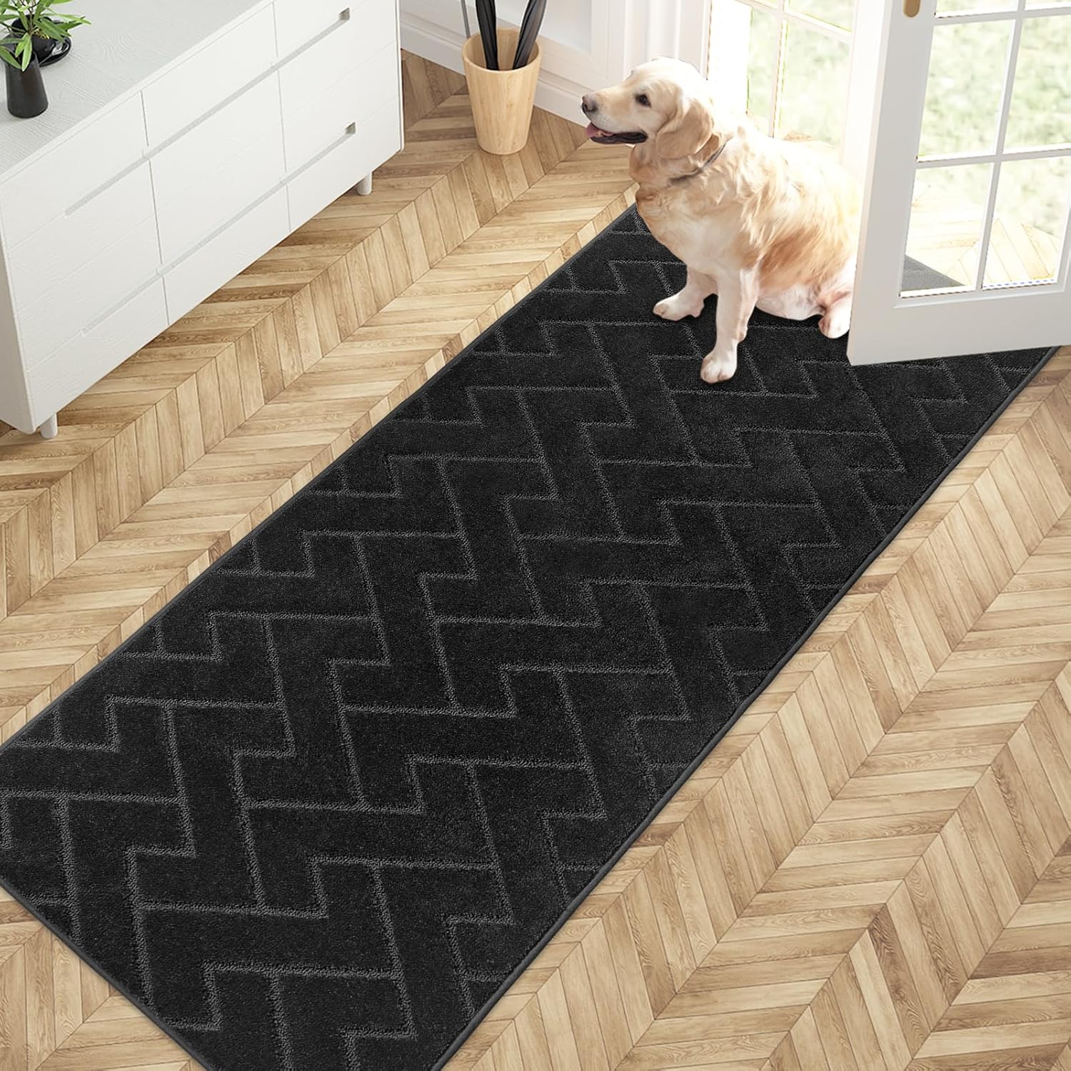 PURRUGS Dirt Trapper Door Mat 32″ x 70″, Non-Slip Machine Washable Entry Rug, Shoe Scraper, Dog Doormat, Super Absorbent Welcome Mat for Front & Back Door, Muddy Wet Shoes & Paws, Black PURRUGS Dirt Trapper Door Mat 32″ x 70″, Non-Slip Machine Washable Entry Rug, Shoe Scraper, Dog Doormat, Super Absorbent Welcome Mat for Front & Back Door, Muddy Wet Shoes & Paws, Black