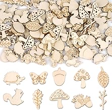 100 Stück Streudeko Herbst, Holz Waldtiere Tischdeko Geburtstag, Blätter Tiere Holzscheiben, Holztiere zum Bemalen für DIY Handwerk Scrapbooking Hochzeit Geburtstag Weihnachtsdeko
