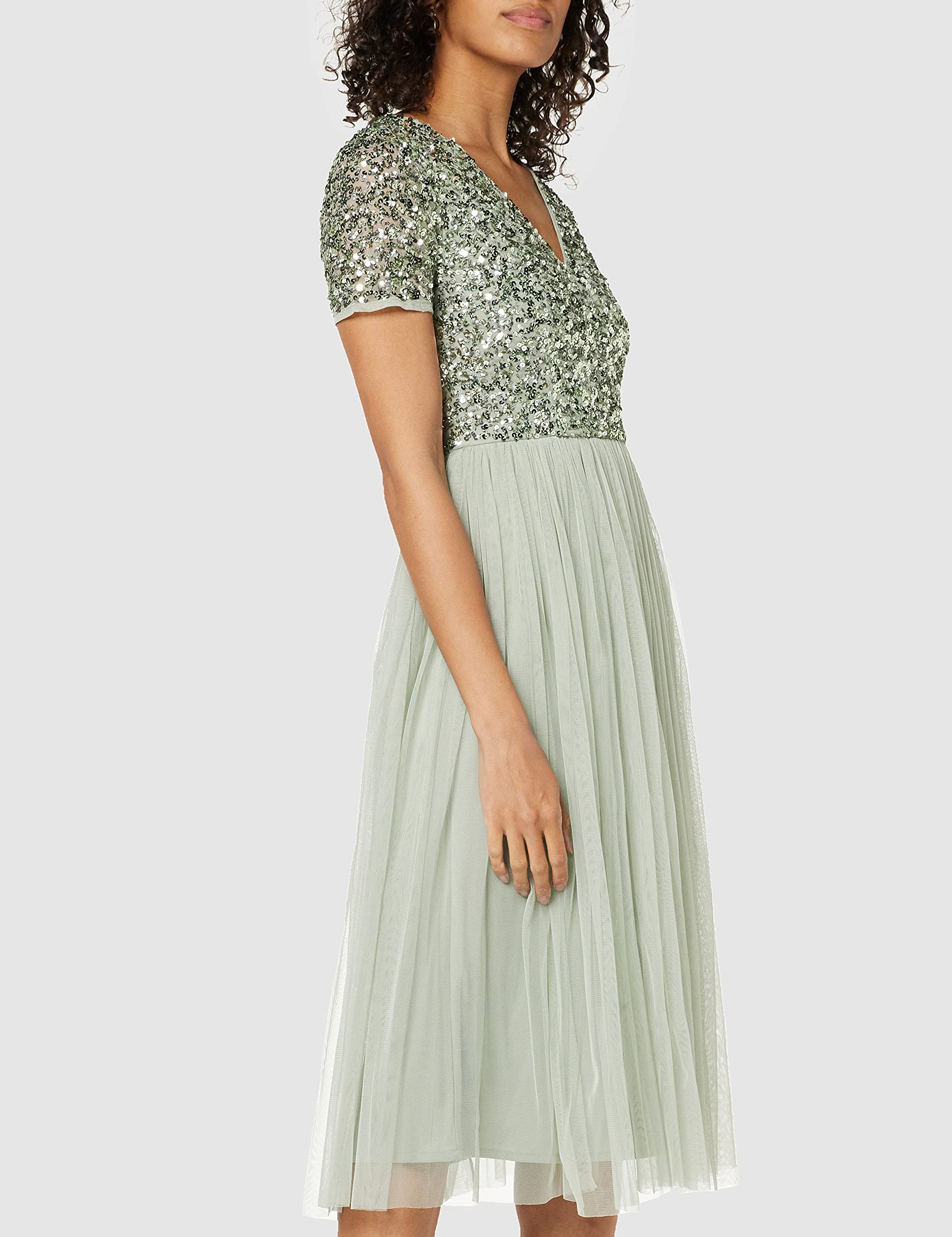 Maya Deluxe Damen Midi-Kleid mit V-Ausschnitt – Bild 2
