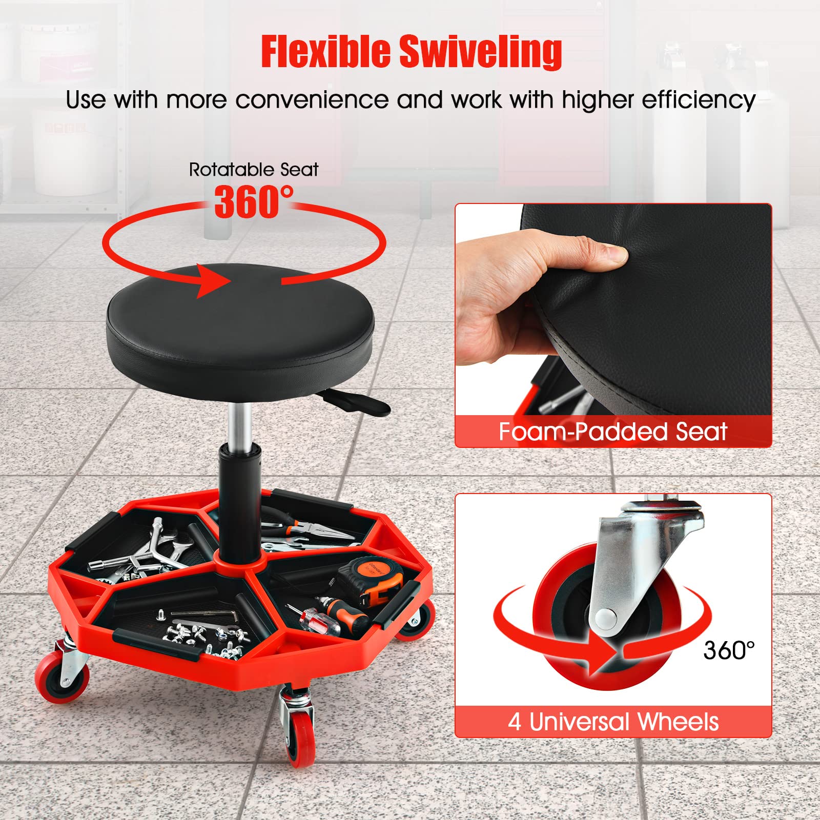 Adjustable Hydraulic Seat Shop Stool Craftsman Mechanics Stool