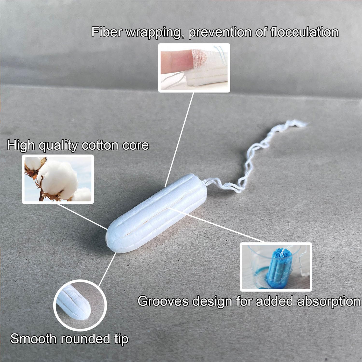 No Applicator Tampons Regular Absorbency Cotton Tampons for Women Disposable 48ct (Regular)
