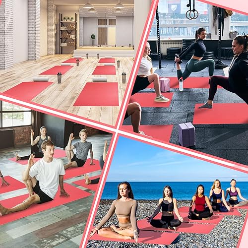 Miniatura 3 de 12 alfombrillas de yoga a granel de 68 x 24 x 0.12 pulgadas, alfombrillas de ejercicio antideslizantes para mujeres y hombres, entrenamiento en