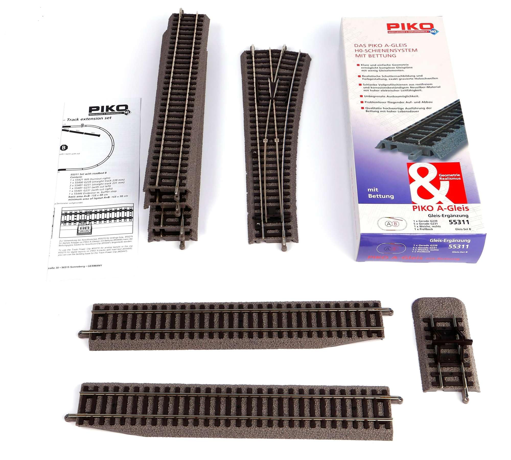 Piko Gleis m. Bett. Gleis Set B, Schwarz