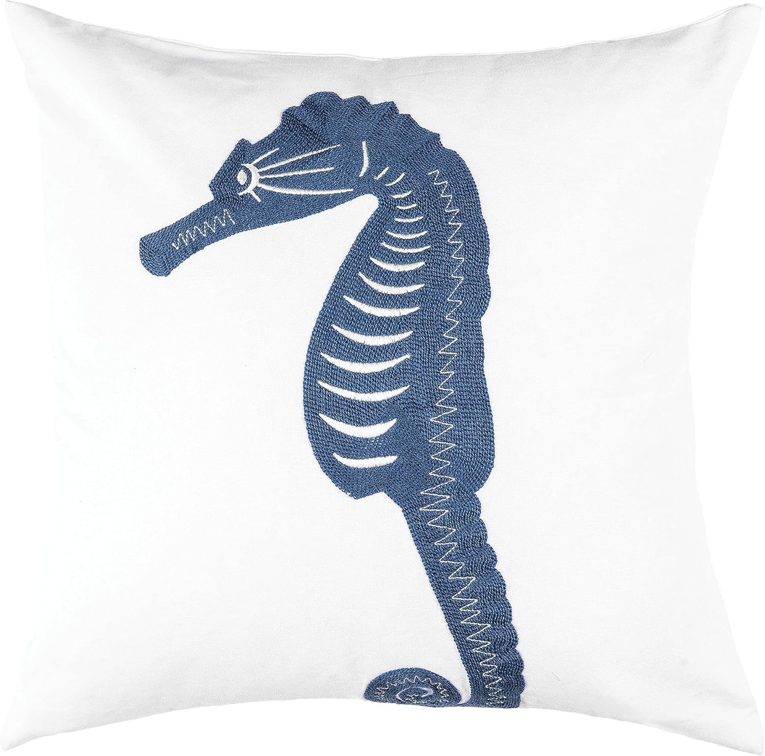 C&F Home Reef Shores Seahorse Accent Throw Pillow 18" x 18" Chain Stitch Coastal Beach Nautical Home Living Room Chair Couch Sofa Bed Bedroom Decor Decoration 18" x 18" Blue